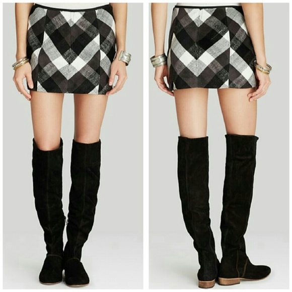 Free People Black and White Twiggy Wool Mini Skirt - Picture 3 of 5